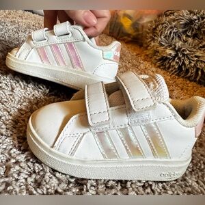 Adidas Infant White Sneakers with Iridescent Touch